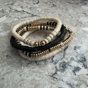 Black Surfer Heishi Clay Bead bracelet. Four bracelets.